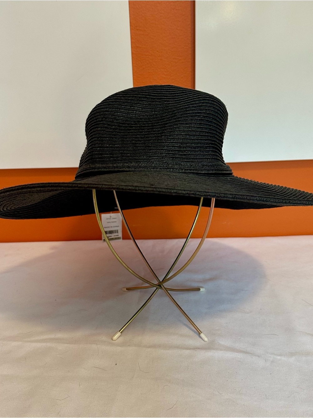 NWT Bijoux Terner Black Wide Brim Paper Straw Sun Hat